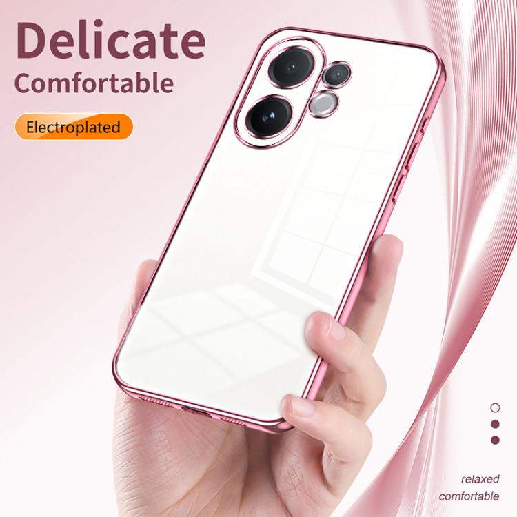 For vivo V60 5G Transparent Plating Fine Hole Phone Case
