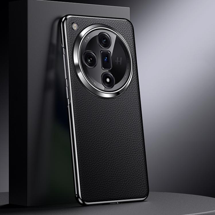For OPPO Find X7 Genuine Leather PC Phone Case