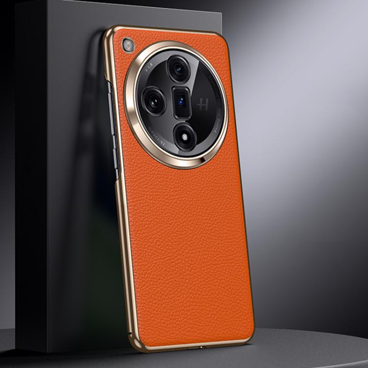 For OPPO Find X7 Genuine Leather PC Phone Case