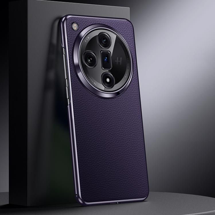 For OPPO Find X7 Ultra Genuine Leather PC Phone Case