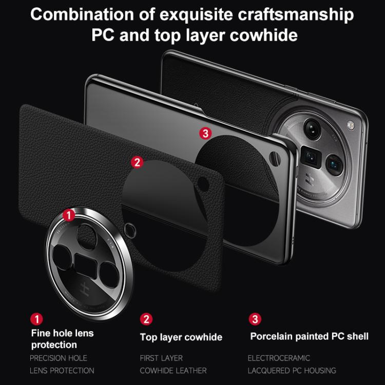 For OPPO Find X7 Genuine Leather PC Phone Case