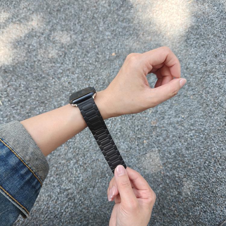 For Apple Watch 46mm / 49mm / 45mm / 44mm I-shaped Three-piece Leather Magnetic Watch Band