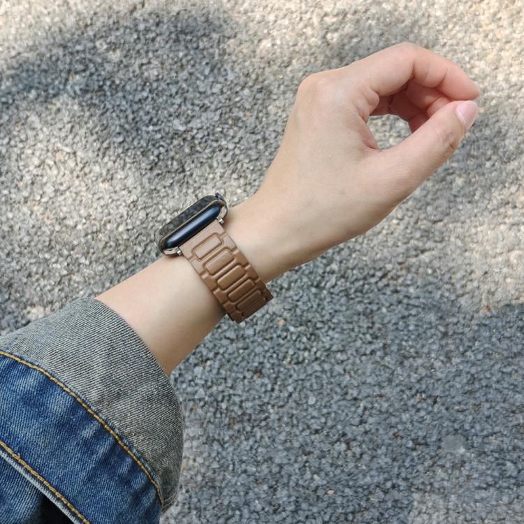 For Apple Watch 46mm / 49mm / 45mm / 44mm I-shaped Three-piece Leather Magnetic Watch Band