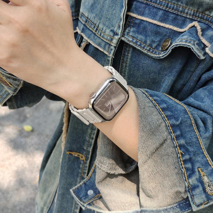 For Apple Watch 42mm / 41mm / 40mm / 38mm I-shaped Three-piece Leather Magnetic Watch Band