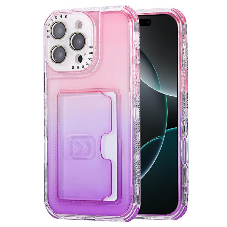 For iPhone 16 Pro Max Gradient Color TPU + PC Card Slot Full Coverage Phone Case