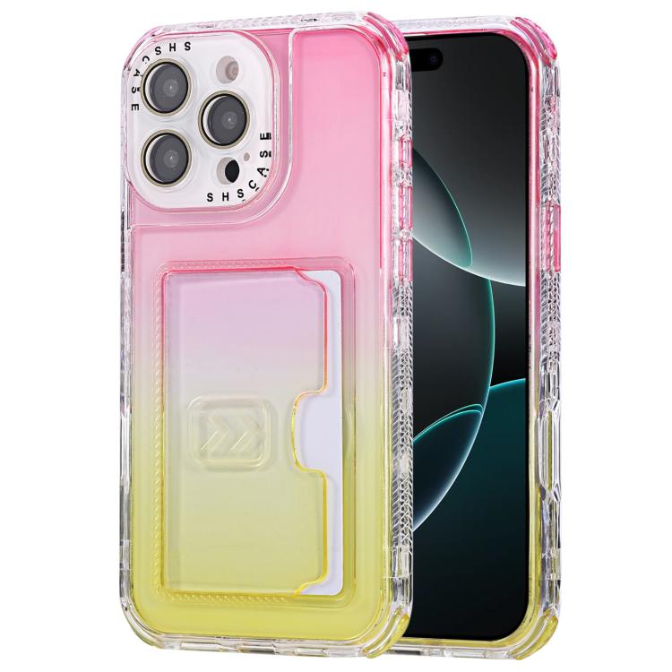 For iPhone 16 Pro Max Gradient Color TPU + PC Card Slot Full Coverage Phone Case