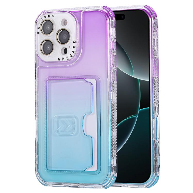 For iPhone 16 Pro Max Gradient Color TPU + PC Card Slot Full Coverage Phone Case