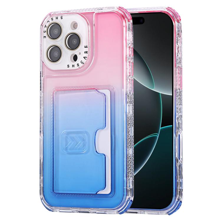For iPhone 16 Pro Gradient Color TPU + PC Card Slot Full Coverage Phone Case