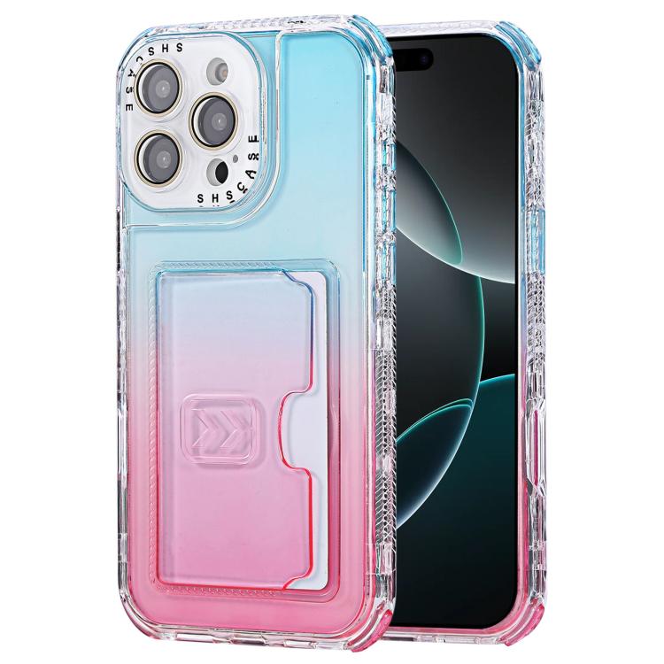 For iPhone 16 Pro Gradient Color TPU + PC Card Slot Full Coverage Phone Case