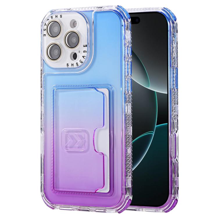 For iPhone 16 Pro Gradient Color TPU + PC Card Slot Full Coverage Phone Case