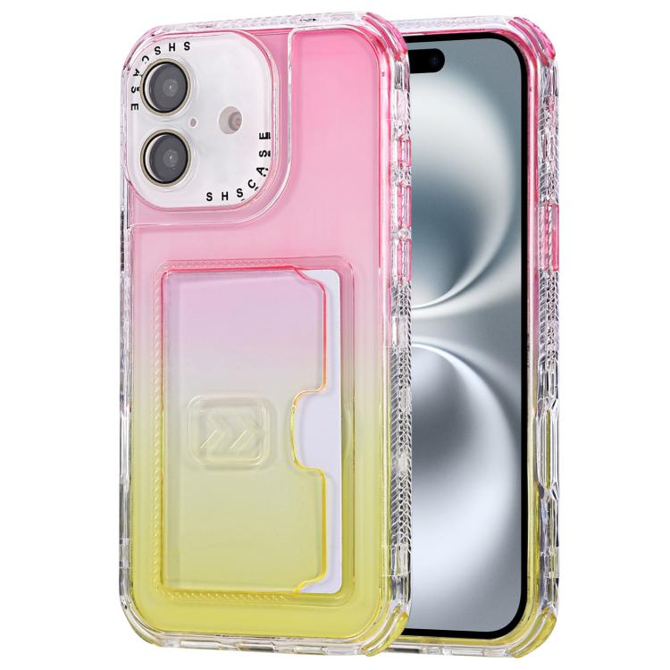 For iPhone 16 Plus Gradient Color TPU + PC Card Slot Full Coverage Phone Case