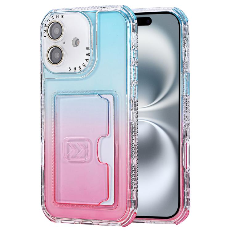 For iPhone 16 Plus Gradient Color TPU + PC Card Slot Full Coverage Phone Case