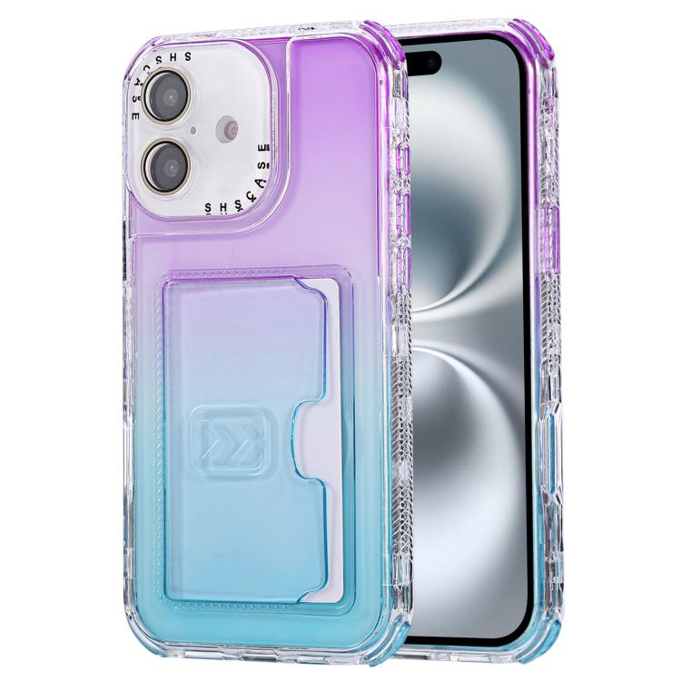 For iPhone 16 Plus Gradient Color TPU + PC Card Slot Full Coverage Phone Case