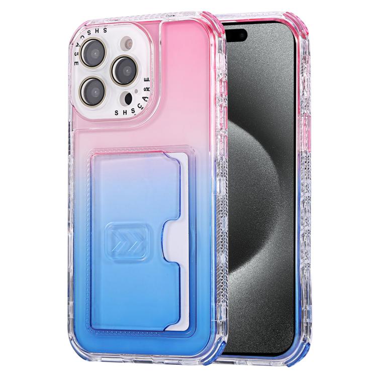 For iPhone 15 Pro Max Gradient Color TPU + PC Card Slot Full Coverage Phone Case
