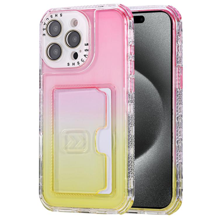 For iPhone 15 Pro Max Gradient Color TPU + PC Card Slot Full Coverage Phone Case