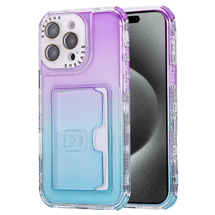 For iPhone 15 Pro Max Gradient Color TPU + PC Card Slot Full Coverage Phone Case