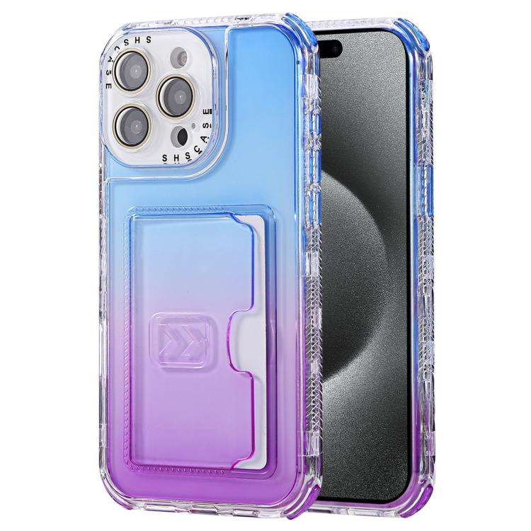 For iPhone 15 Pro Max Gradient Color TPU + PC Card Slot Full Coverage Phone Case