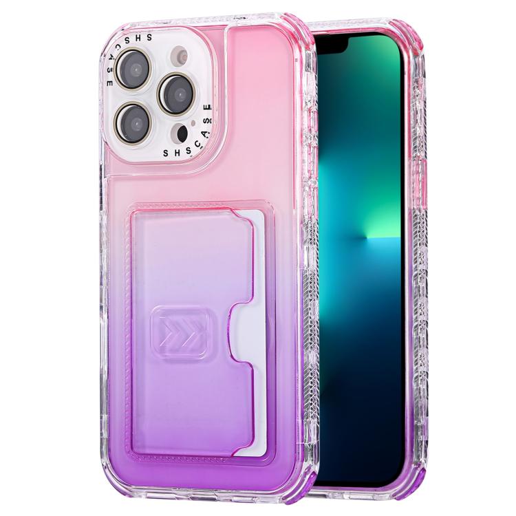 For iPhone 13 Pro Max Gradient Color TPU + PC Card Slot Full Coverage Phone Case