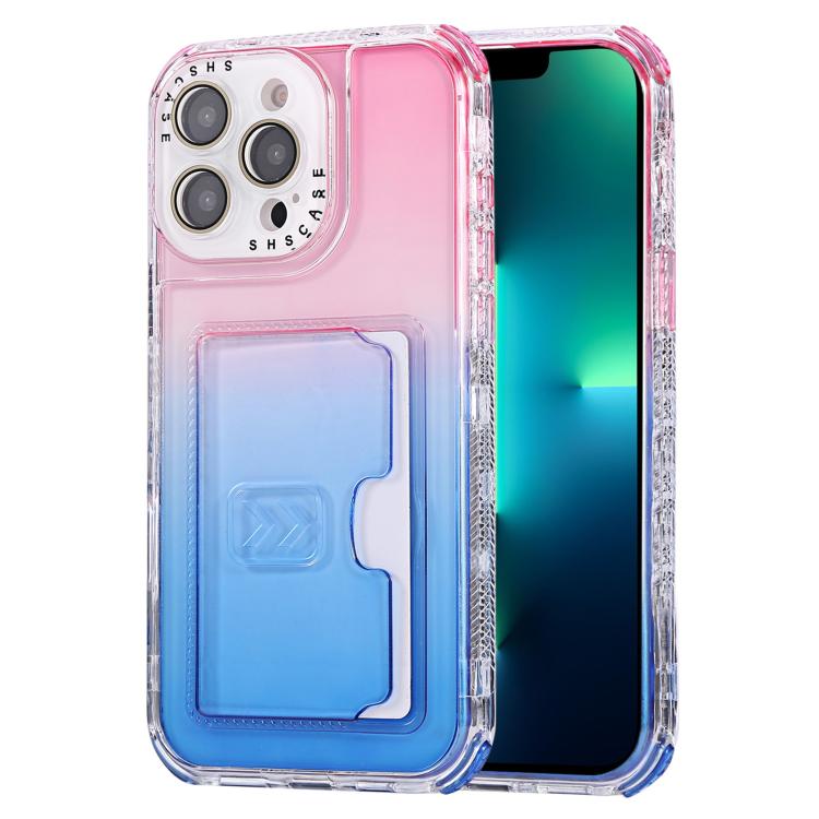 For iPhone 13 Pro Max Gradient Color TPU + PC Card Slot Full Coverage Phone Case