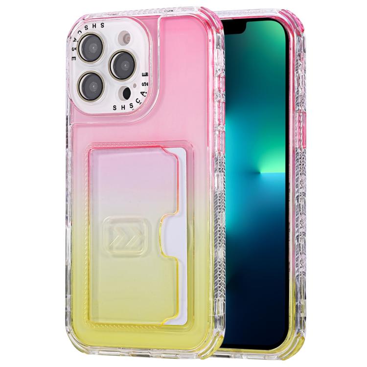 For iPhone 13 Pro Max Gradient Color TPU + PC Card Slot Full Coverage Phone Case