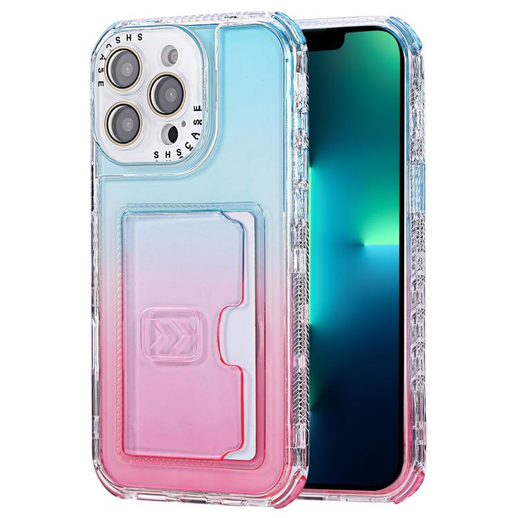 For iPhone 13 Pro Max Gradient Color TPU + PC Card Slot Full Coverage Phone Case