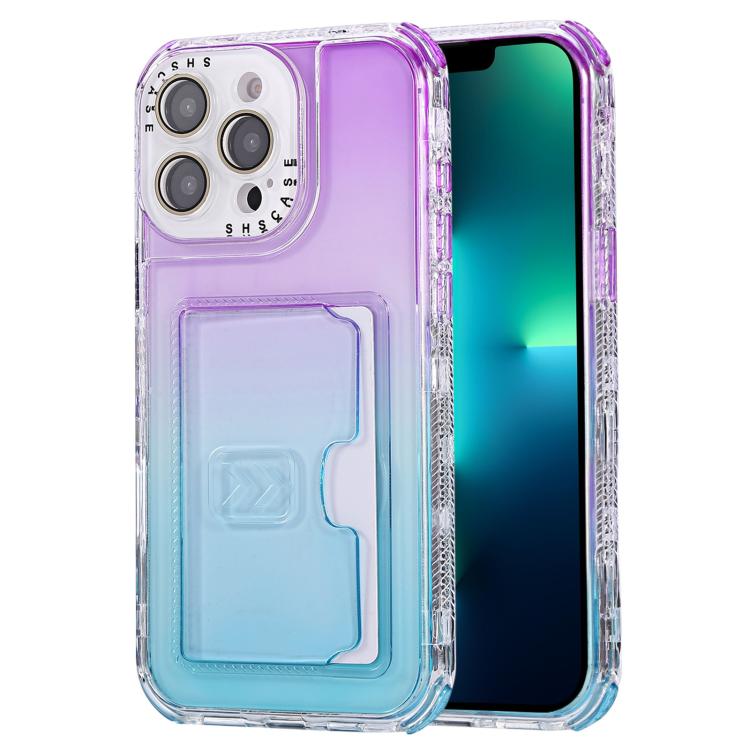 For iPhone 13 Pro Max Gradient Color TPU + PC Card Slot Full Coverage Phone Case