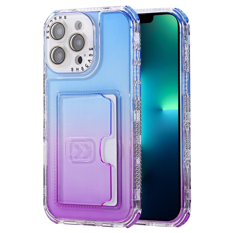For iPhone 13 Pro Max Gradient Color TPU + PC Card Slot Full Coverage Phone Case