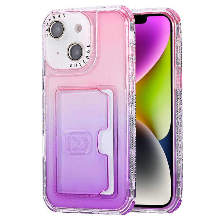 For iPhone 13 / 14 Gradient Color TPU + PC Card Slot Full Coverage Phone Case