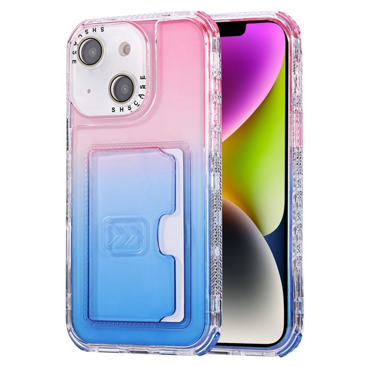 For iPhone 13 / 14 Gradient Color TPU + PC Card Slot Full Coverage Phone Case