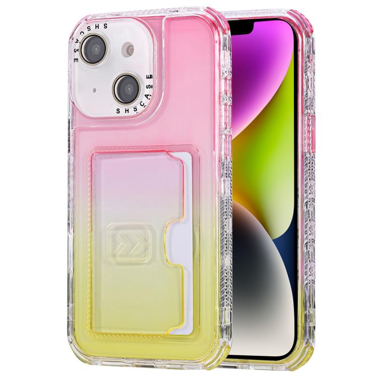 For iPhone 13 / 14 Gradient Color TPU + PC Card Slot Full Coverage Phone Case