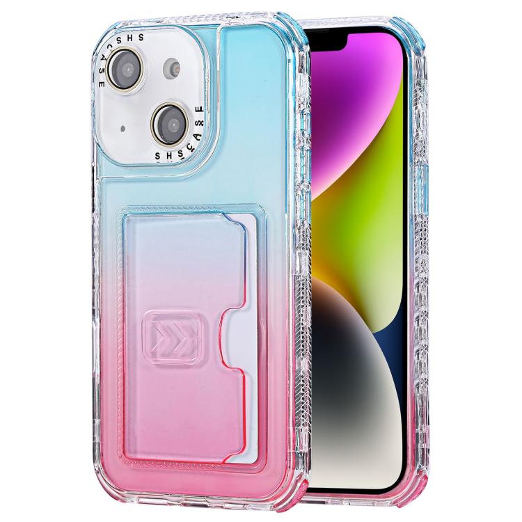 For iPhone 13 / 14 Gradient Color TPU + PC Card Slot Full Coverage Phone Case