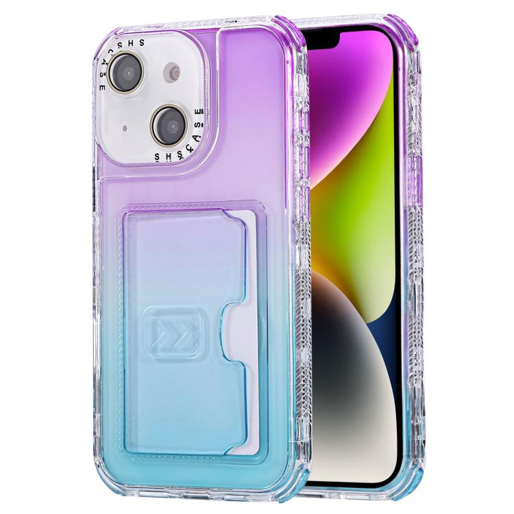 For iPhone 13 / 14 Gradient Color TPU + PC Card Slot Full Coverage Phone Case