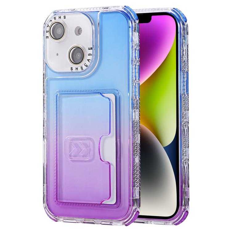 For iPhone 13 / 14 Gradient Color TPU + PC Card Slot Full Coverage Phone Case