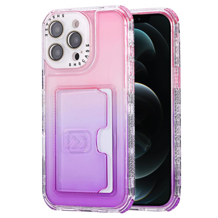 For iPhone 12 Pro Max Gradient Color TPU + PC Card Slot Full Coverage Phone Case