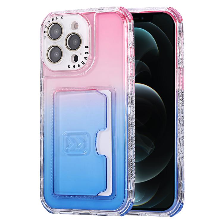 For iPhone 12 Pro Max Gradient Color TPU + PC Card Slot Full Coverage Phone Case