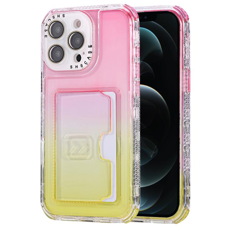For iPhone 12 Pro Max Gradient Color TPU + PC Card Slot Full Coverage Phone Case