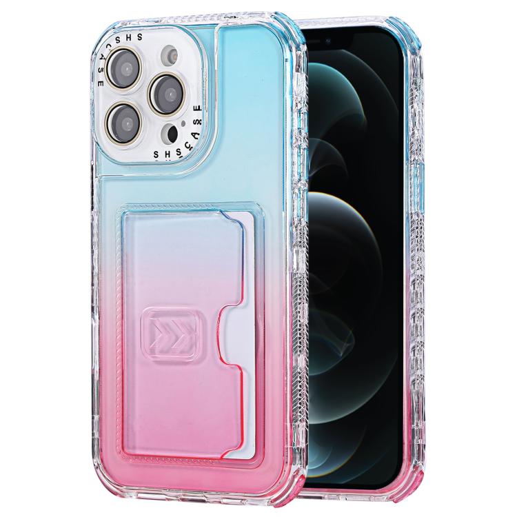 For iPhone 12 Pro Max Gradient Color TPU + PC Card Slot Full Coverage Phone Case