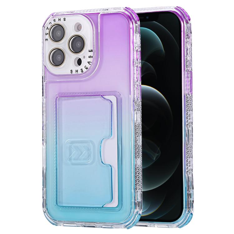 For iPhone 12 Pro Max Gradient Color TPU + PC Card Slot Full Coverage Phone Case