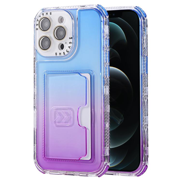 For iPhone 12 Pro Max Gradient Color TPU + PC Card Slot Full Coverage Phone Case