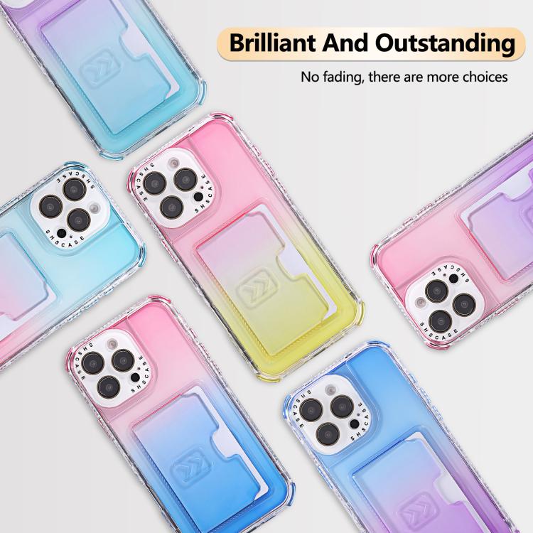 For iPhone 16 Plus Gradient Color TPU + PC Card Slot Full Coverage Phone Case