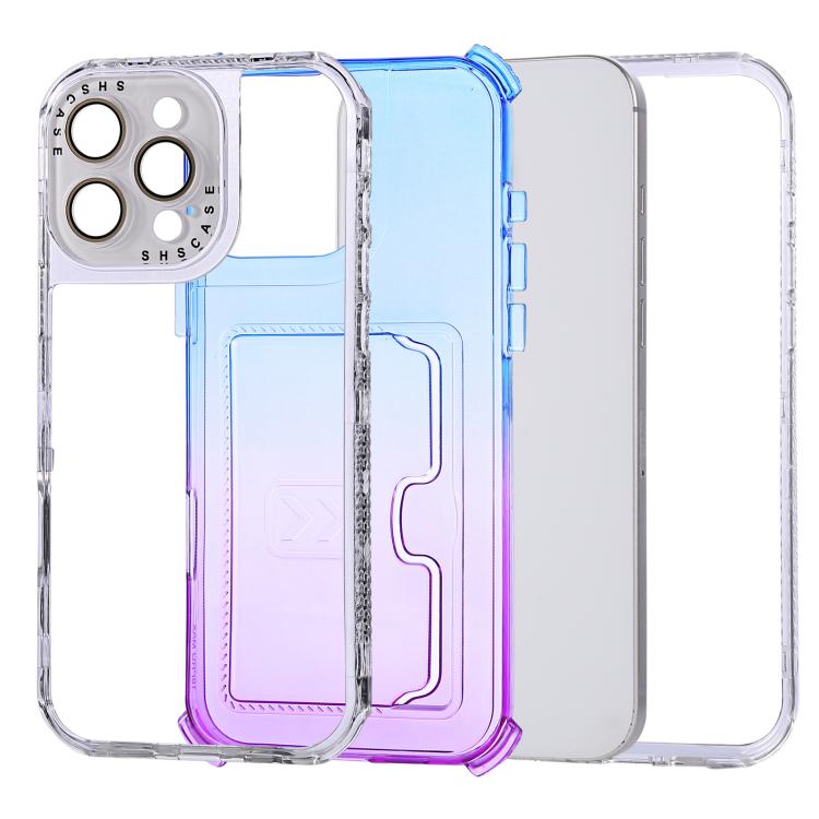 For iPhone 16 Plus Gradient Color TPU + PC Card Slot Full Coverage Phone Case