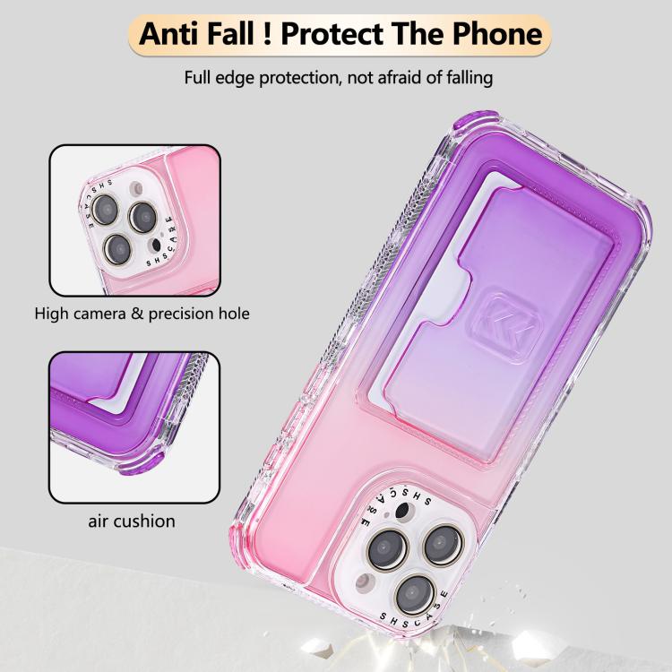 For iPhone 16 Plus Gradient Color TPU + PC Card Slot Full Coverage Phone Case