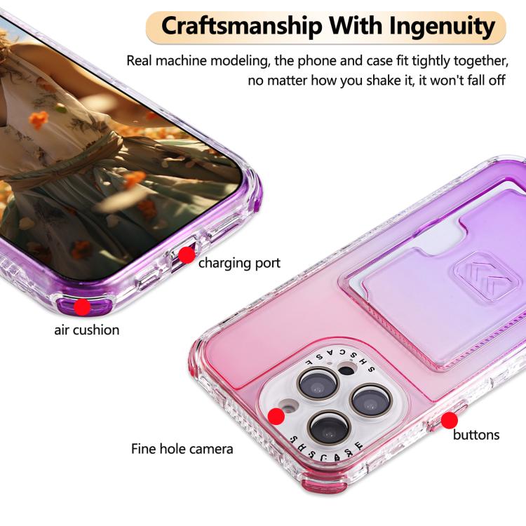 For iPhone 16 Plus Gradient Color TPU + PC Card Slot Full Coverage Phone Case