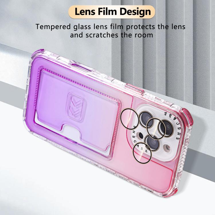 For iPhone 16 Plus Gradient Color TPU + PC Card Slot Full Coverage Phone Case