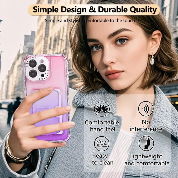 For iPhone 16 Plus Gradient Color TPU + PC Card Slot Full Coverage Phone Case