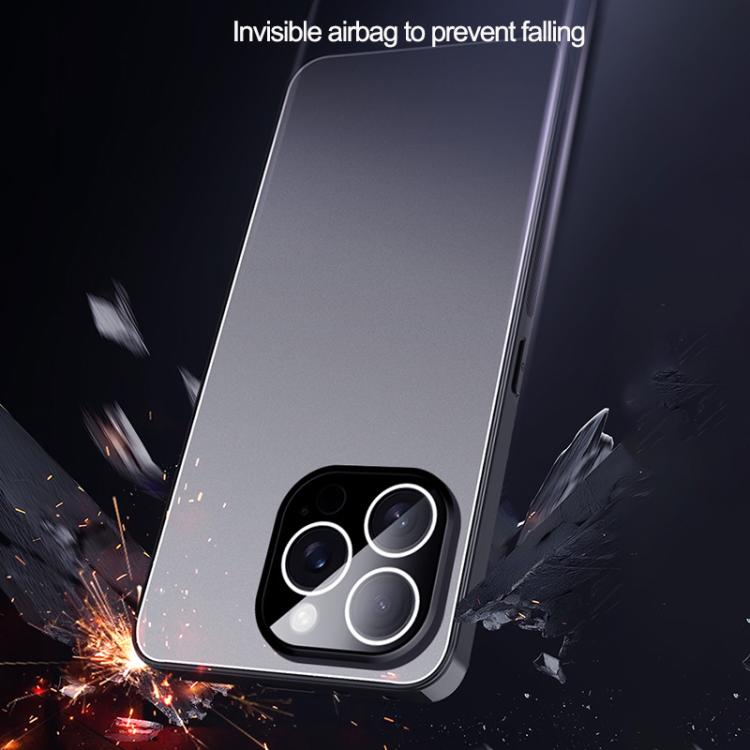For iPhone 16 Pro Max Ice Aluminum Metal Explosion-proof Frosted Phone Case