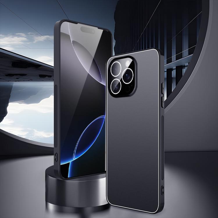 For iPhone 16 Pro Max Ice Aluminum Metal Explosion-proof Frosted Phone Case