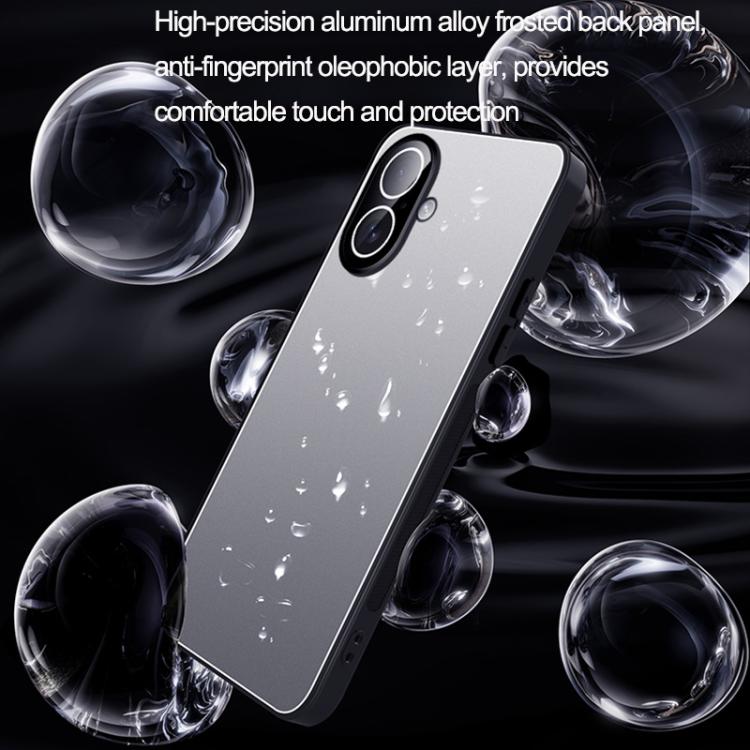 For iPhone 16 Ice Aluminum Metal Explosion-proof Frosted Phone Case