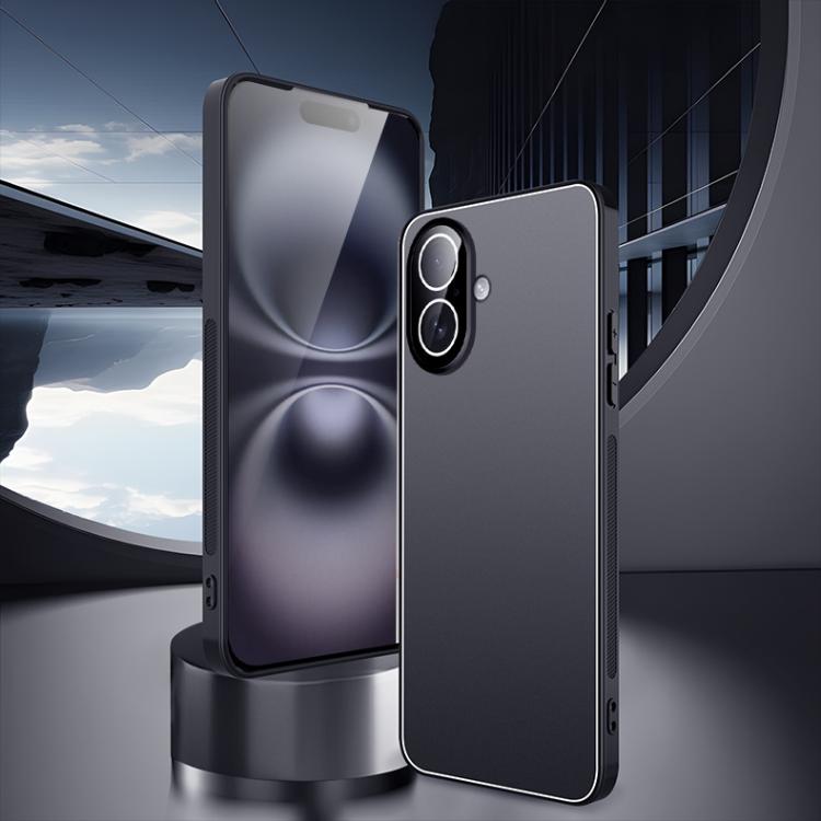 For iPhone 16 Ice Aluminum Metal Explosion-proof Frosted Phone Case