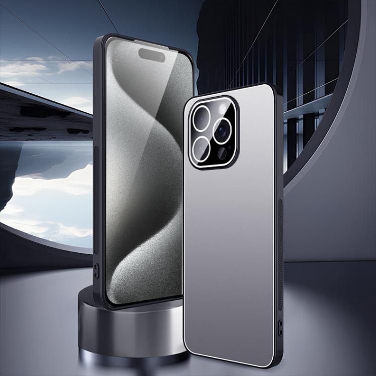 For iPhone 15 Pro Max Ice Aluminum Metal Explosion-proof Frosted Phone Case
